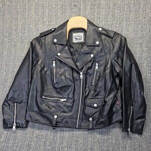 Levi's Women's Plus Size 2X Faux Leather Moto Jacket Black Asymmetrical Biker